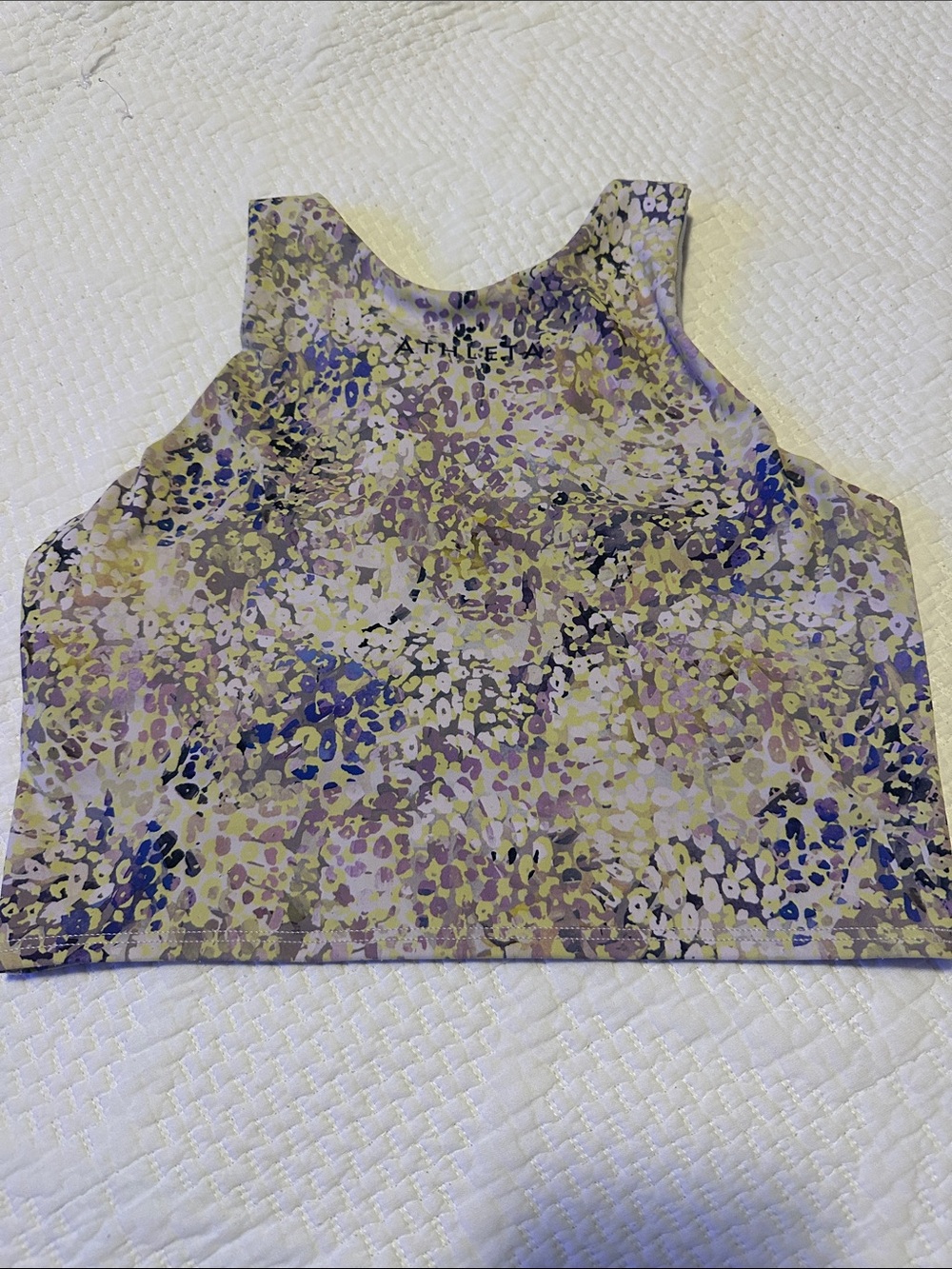 Athleta Purple Floral Print Cropped Tank Top Size S